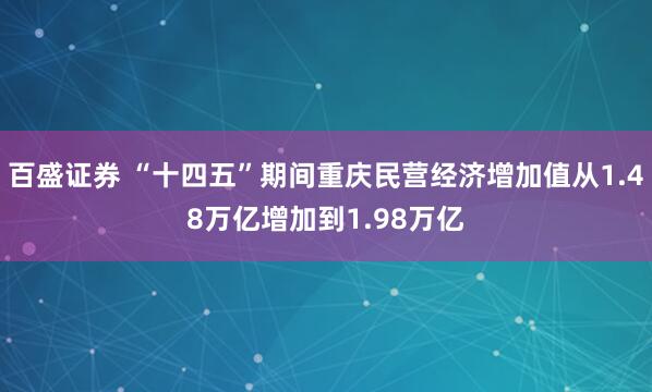 百盛证券 “十四五”期间重庆民营经济增加值从1.48万亿增加到1.98万亿