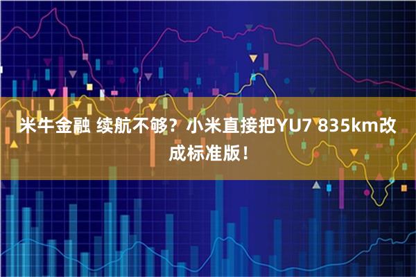 米牛金融 续航不够？小米直接把YU7 835km改成标准版！