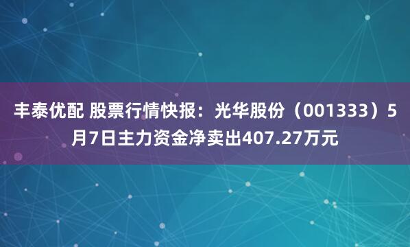 丰泰优配 股票行情快报：光华股份（001333）5月7日主力资金净卖出407.27万元